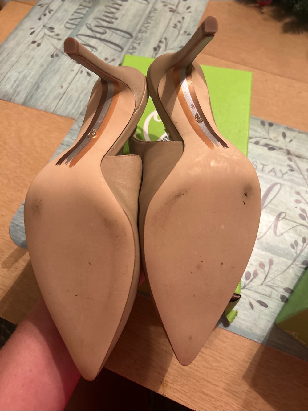 Sam Edelman Beige Slingback Pointed Toe Heels - Picture 9 of 11